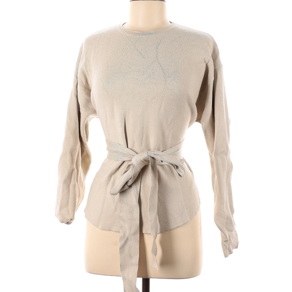 Modern Citizen Beige Tie-Waist Blouse M